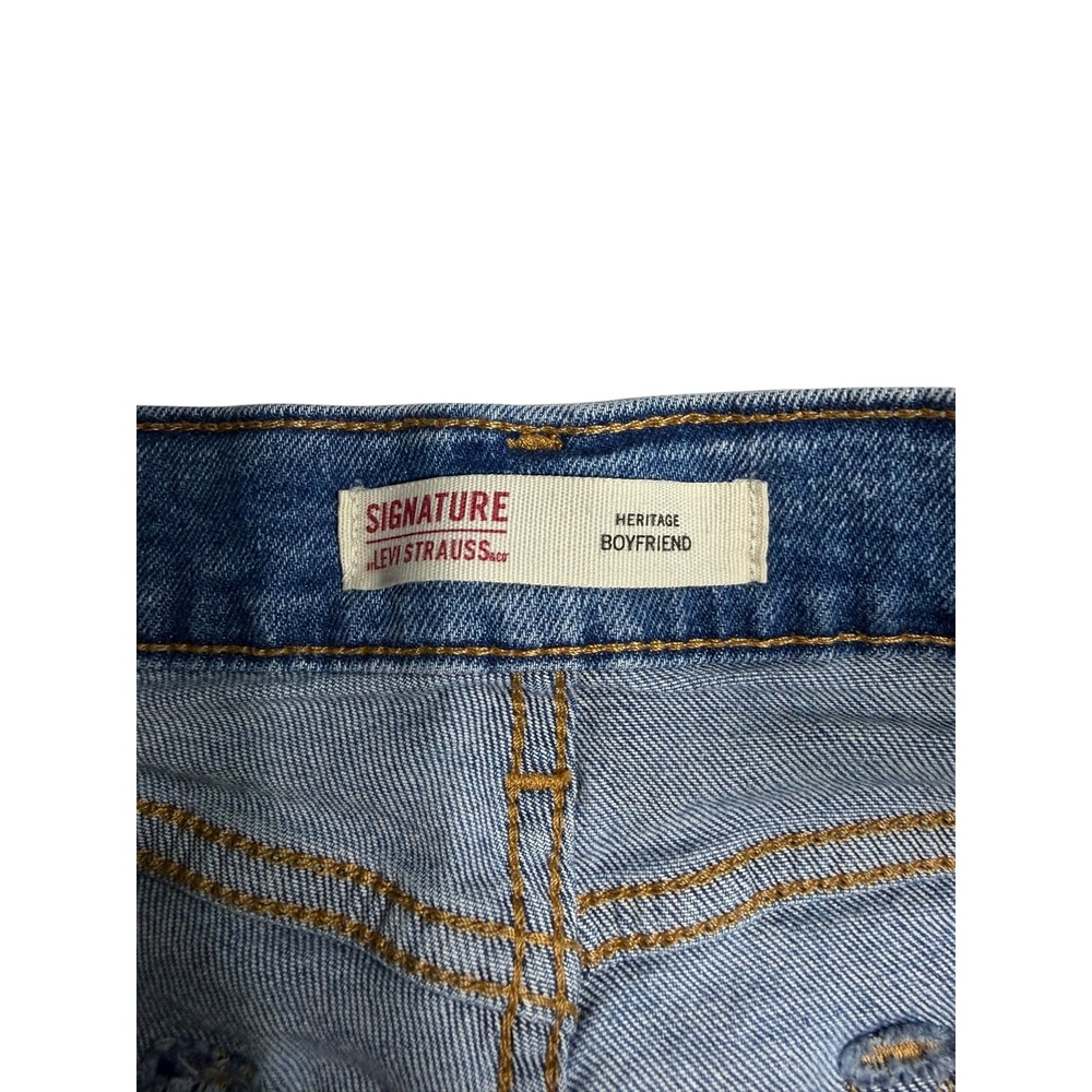 Levi Strauss‎ Size 14W Heritage Boyfriend Jeans Patch Light Wash